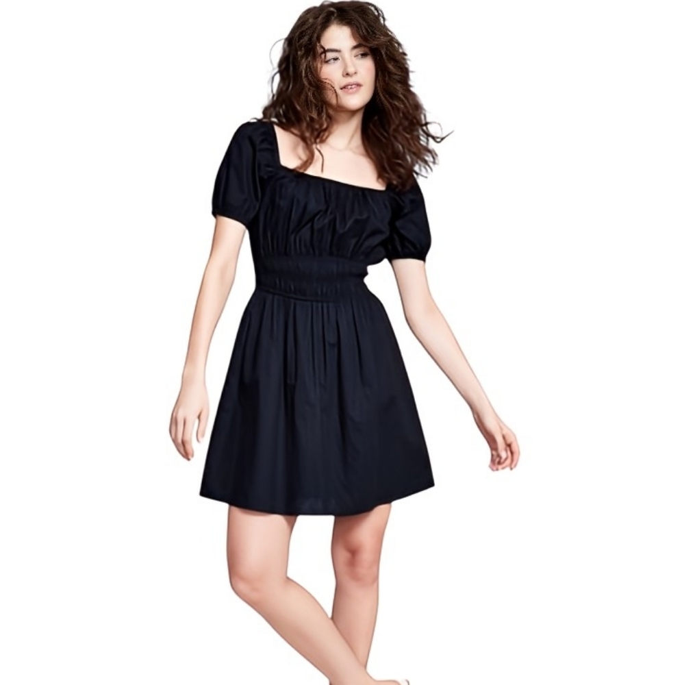 And Now This | Women's Puffed-Sleeve Ruched-Waist A-Line Dress